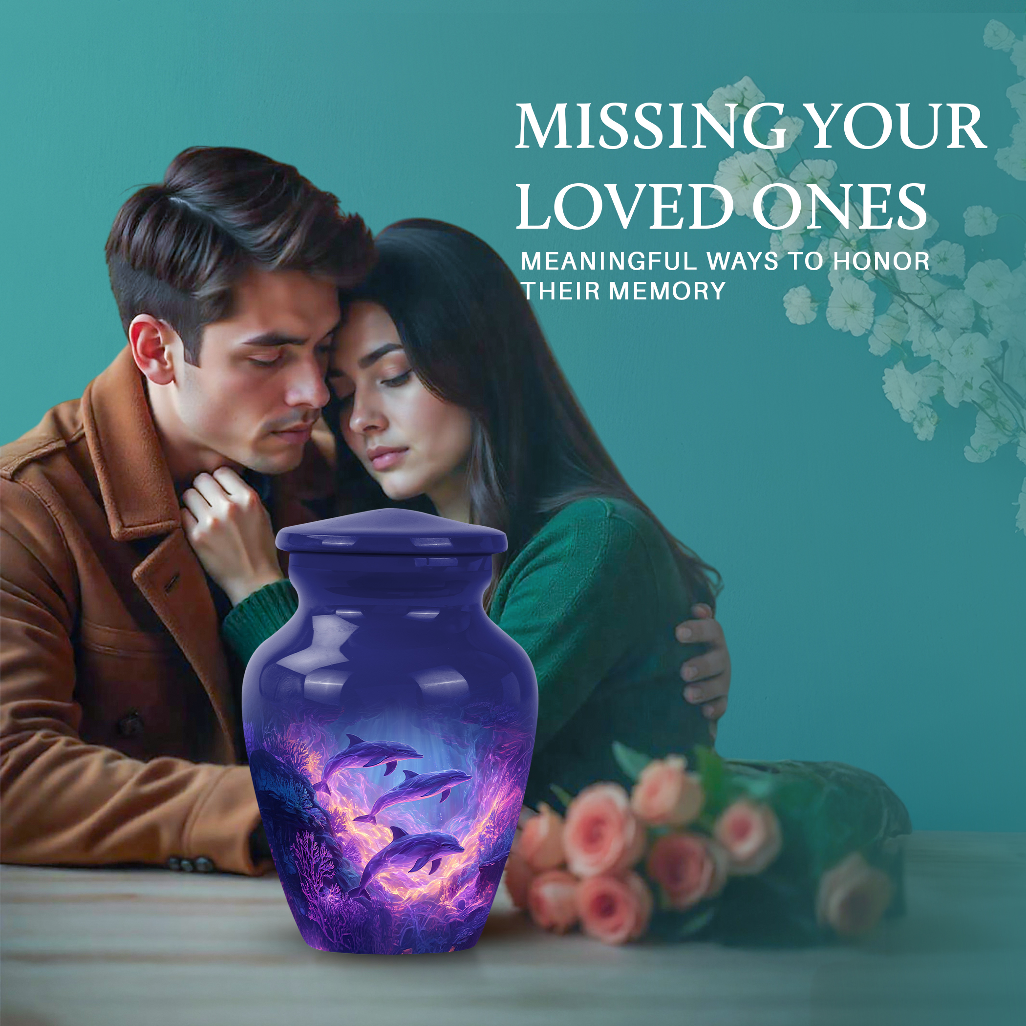 SABURIAL Dolphin Urn - Decorative Burial Urn for Male & Female Ashes - Cremation Urns for Adult Women Ashes - Mini Memorial Urns for Ash - 3 Inch - Pack of 1