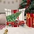 thumbnail image 4 of Merry Christmas Throw 16x16 Inch Pillow Covers Red Truck Buffalo Bowknot Pickup with Christmas Trees Green Farmhouse Decoration Pillow Cover Winter Holiday Throw Pillow Cases for Sofa Couch, 4 of 6