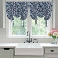 thumbnail image 4 of Dandelion Balloon Curtains for Living Room/French Door, Navy Blue Flowers Modern Minimalist Spring Tie Up Curtains 63 Inch Length Energy Saving Kitchen Curtains Shades for Windows 42"x63", 4 of 8