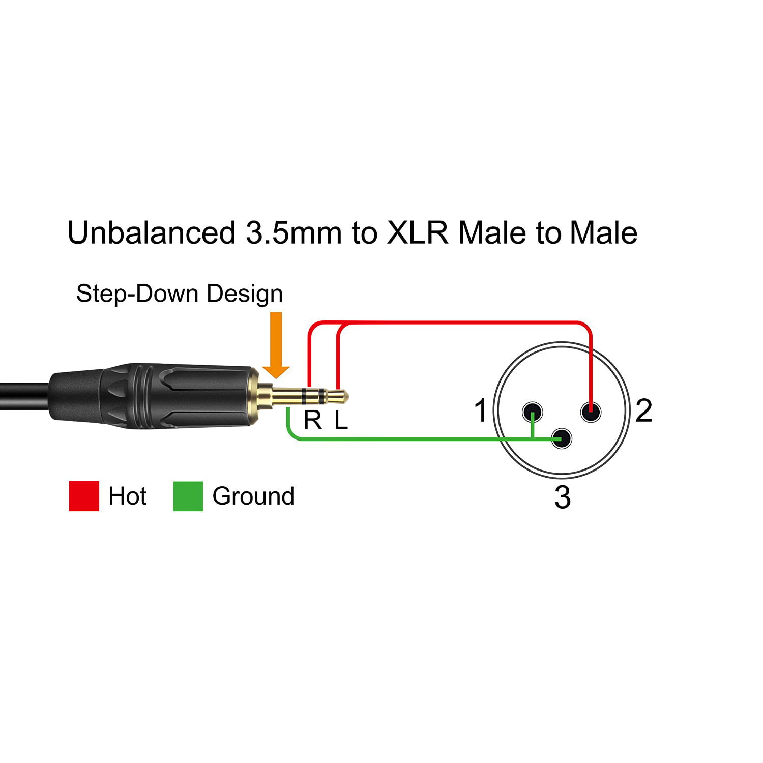 Unbalanced 3.5mm (1/8 Inch) TRS to XLR Male to Male Cable (15FT) Headphone  Audio Jack Plug Converter Wire Cord for Voice Recorder, Tablet, Laptop and  more - Walmart.com  Walmart.com