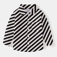 thumbnail image 4 of Baby Boy Dress Shirts Boys Striped Long Sleeve Collared Button Up Shirt with Chest Pocket School Uniform, 6-12 Months Black 02, 4 of 7
