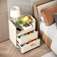 thumbnail image 5 of Tribesigns 2-Drawer Nightstand with Tempered Glass, Beige Bedside Table for Bedroom/Living Room w/Metal Legs, 5 of 6
