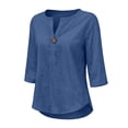 thumbnail image 4 of MSJUHEG 3/4 Sleeve Linen Tops Cotton Blouses for Women Cotton Boho Blouses Short Sleeve Linen Top Tunic Tops Blouse Cotton Gauze Tops for Women Embroidered Top Lace Shirt Boho Tops Sky Blue 4XL, 4 of 9