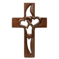thumbnail image 1 of Cruz de pared de madera entrelazada hecha a mano con forma de corazón para regalo de boda, San Valentín y Navidad (colores vintage), 1 of 6