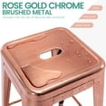 thumbnail image 5 of Rose Gold Metal Barstools Set of 4, 24" High Bar Stools Backless, Indoor-Outdoor Counter Height Stools with Square Seat, 5 of 8