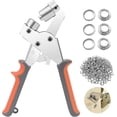 thumbnail image 1 of Alicates para ojales, juego de perforadores de ojales profesionales con 100 piezas (interior de 10 mm) de ojales de metal para cuero, tela, lona, ​​​​cincel de cortina de PVC, 1 of 5