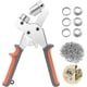 thumbnail image 1 of Alicates para ojales, juego de perforadores de ojales profesionales con 100 piezas (interior de 10 mm) de ojales de metal para cuero, tela, lona, ​​​​cincel de cortina de PVC, 1 of 5