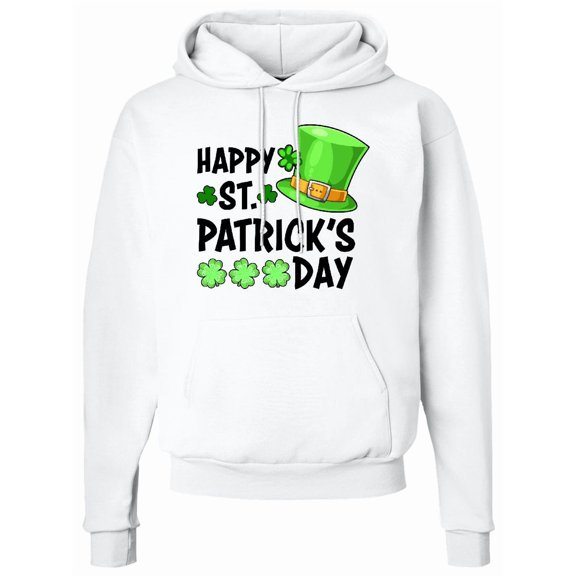 Inktastic Happy St. Patrick's Day Green Hat and Clovers Adult Hoodie Sweatshirt
