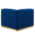 thumbnail image 4 of Modular Sofa Corner Chair, Blue Navy Gold, Velvet, French Living Lounge Cafe Lobby Hospitality Restaurant, Modern Contemporary Boutique HB33785, 4 of 6