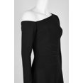 thumbnail image 3 of Taylor One-Shoulder Long Sleeve Zipper Back Solid Stretch Crepe Jumpsuit-BLACK / 6, 3 of 4