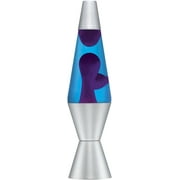14.5-Inch Silver Base Lava Lamp with Purple Wax in Blue Liquid - 2118