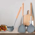 thumbnail image 4 of KALLORY Utensilios De Cocina De Silicona Y Madera Con Cucharón Y Colador Para Uso En Casa, 4 of 8