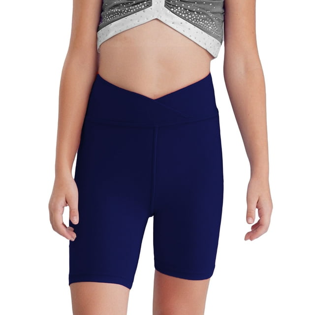 Doomiva Girls Athletic Swim Shorts Solid Color Shorts Sport Cheer Workout Running Navy Blue 130