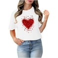 thumbnail image 4 of Valentine's Day Womens Tops Short Sleeve Shirts Round Neck Loose Casual Blouses Heart Print Tshirts White XXL, 4 of 4