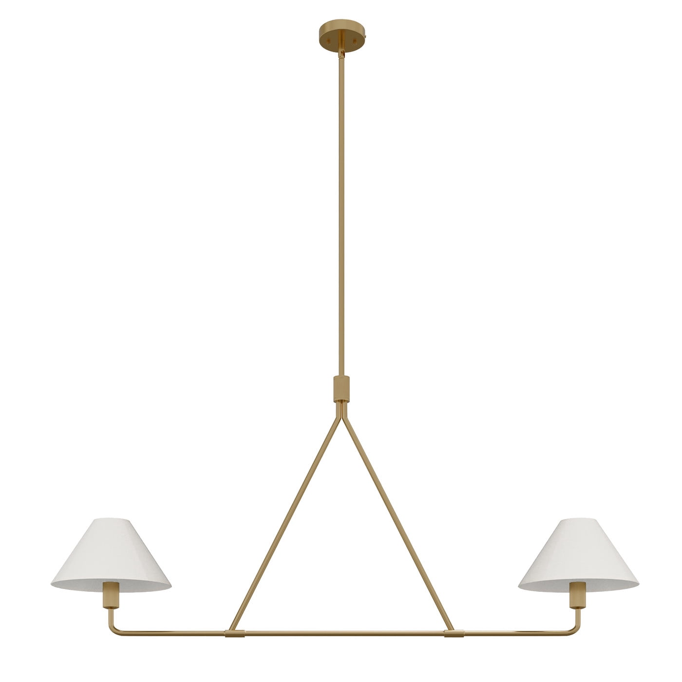 Aiwen Gold Pendant Light Modern Linear Chandelier 2-Light Kitchen Island Lighting Fixture with Fabric Shade