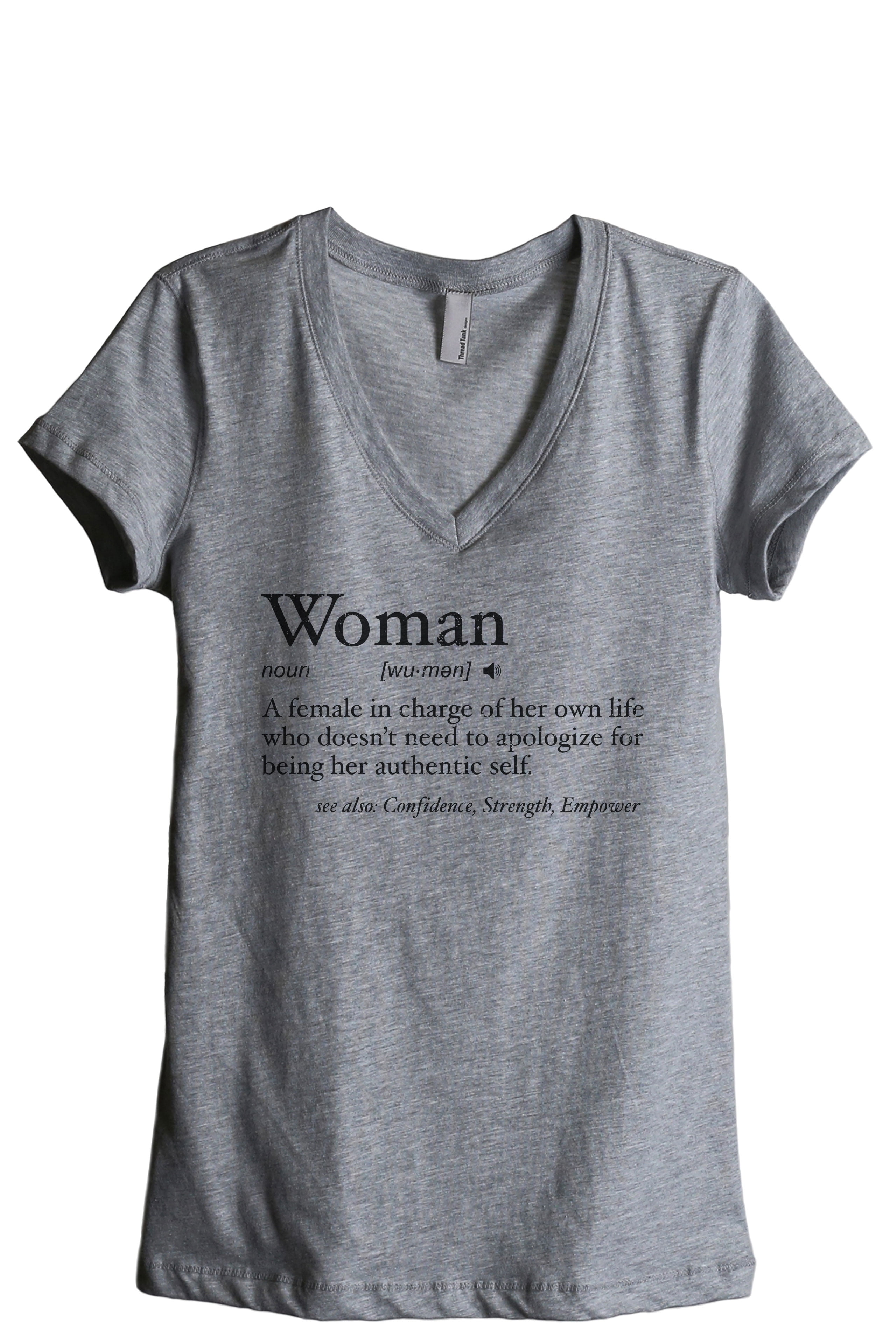 Woman Definition Women's Fashion Relaxed VNeck TShirt Tee Heather
