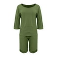 thumbnail image 4 of WCMZJ Womens Short Sets 2 Piece Outfits 3/4 Sleeve Tops and Elastic Waist Shorts Lounge Set Casual Loungewear, 4 of 6