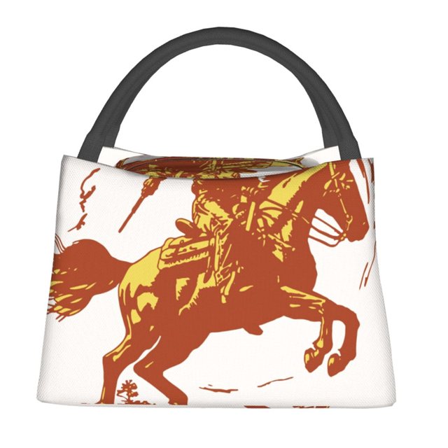 Fotbe Vintage Cowboy On A Bronco Horse Bolsa Térmica Portátil con Estampado, Bolsa de Entrega de Alimentos Aislada, Bolsa Reutilizable de Gran Capacidad para Comidas y Supermercado
