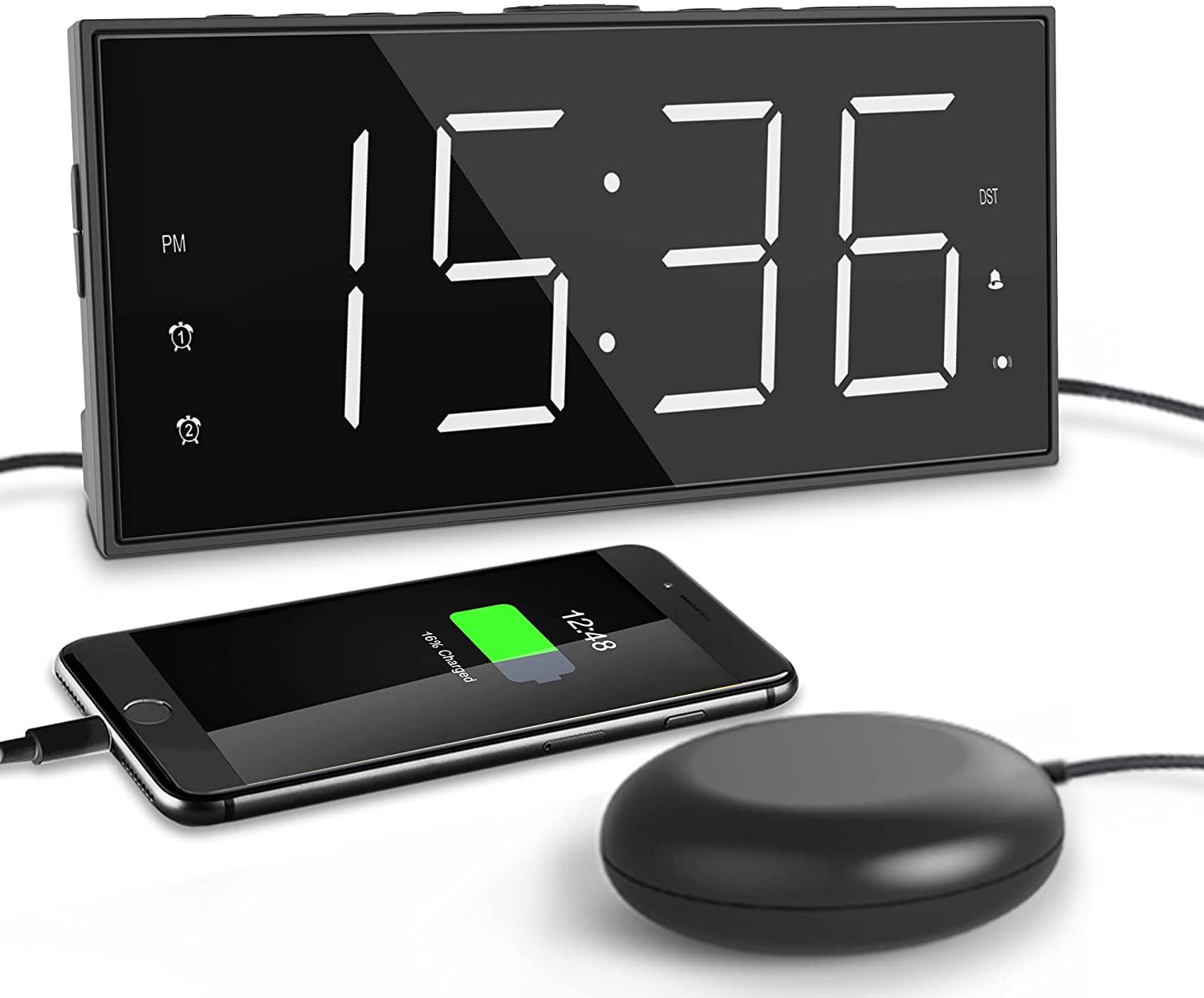 Super Loud Alarm Clock for Heavy Sleepers, Vibrating Dual Alarm Clock