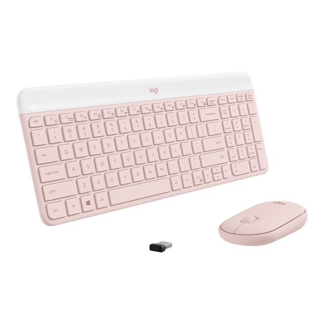 Logitech MK470 Slim Combo Ultra-slim, Compact and Quiet Wireless Keyboard & Mouse Combo - Rose - Keyboard and mouse set - wireless - 2.4 GHz - rose