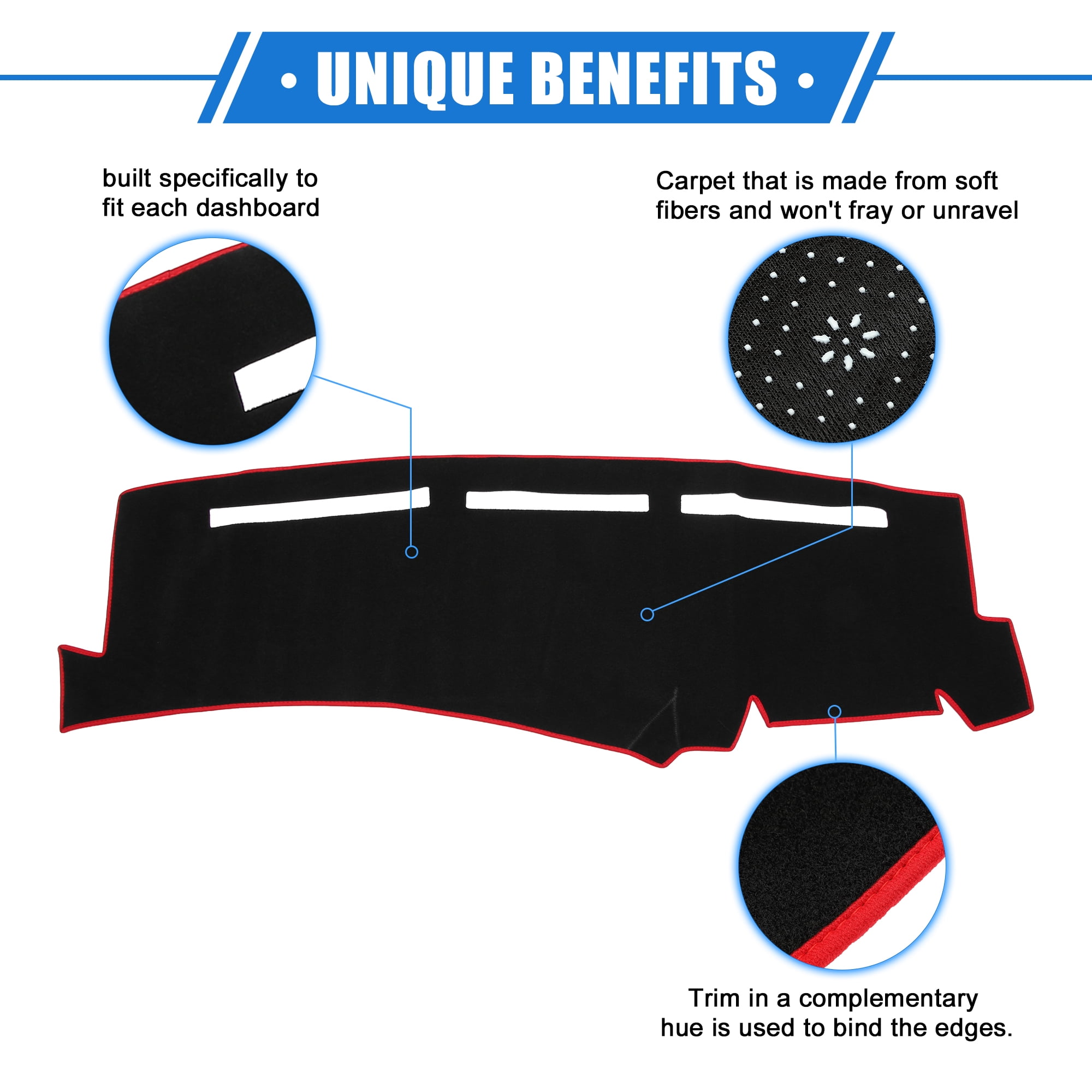 Unique Bargains Dashboard Cover Mat for Chevy Silverado 1999-2006 Durable Polyester Red Front Dash Cover Mat