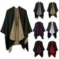 thumbnail image 2 of MSJUHEG Shawl Wraps,Pashmina Scarf,Wedding Guest Dresses,Pashmina Wraps,Ponchos,Simple Tassel Pattern Split Two Sides Warm Cape Cardigan Shawl A One Size, 2 of 7