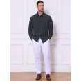 thumbnail image 2 of DARING DIVA Men's Plaid Collar Long Sleeve Button Down Business Dress Shirt Navy Blue 4XL, 2 of 7