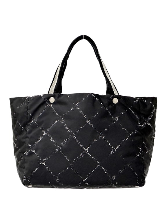 Pre-Owned Chanel CHANEL Handbag, Old Travel Line Tote MM, Women's, Brand Bag, Nylon, Black