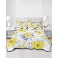 thumbnail image 2 of Quilt King Size Bedding Set, Yellow Watercolor Floral Reversible Summer Quilt 3 Pieces, Spring Flower Abstract Art Lightweight Bedspreads Coverlets with 2 Pillow Shams for All Seasons, 2 of 5