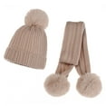 thumbnail image 3 of SPRING PARK 2Pcs/Set Baby Children Kids Casual Solid Color Winter Autumn Warm Knitted Hat + Scarf Set with Fluffy Pompom Ball, 3 of 7