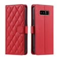 thumbnail image 4 of Crossbody Strap Case for Samsung Galaxy Note 8 Wallet PU Leather Elegant Diamond Patterned Credit Card Holder Full Body with Wrist Lanyard Strap Soft TPU Bumper Magnetic Closure Phone Cover,Red, 4 of 10