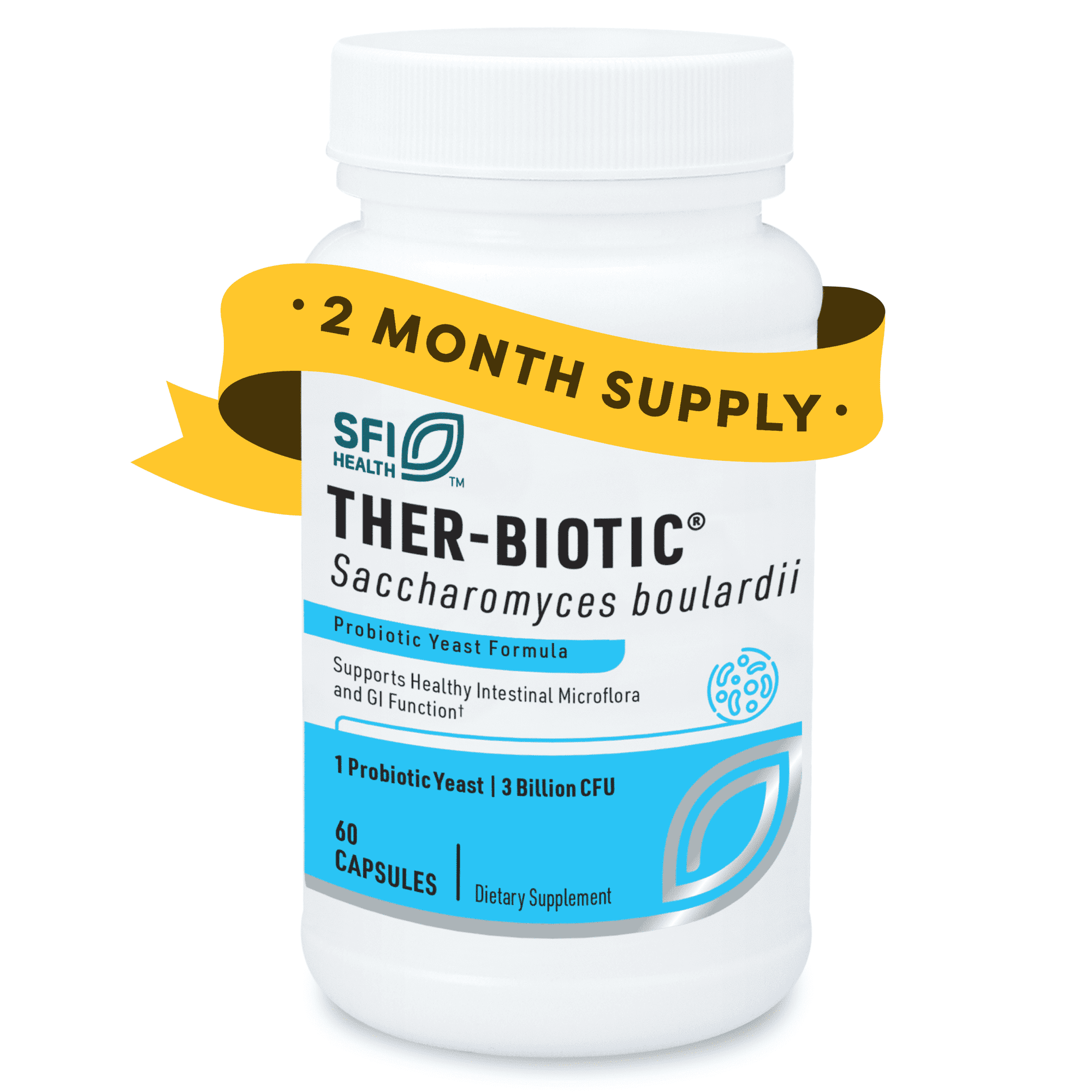 Klaire Labs Saccharomyces Boulardii - Probiotic Supplement to Help Support Healthy Yeast Balance, Immune & Digestive Health - Acid Resistant, Shelf-Stable, Hypoallergenic & Dairy-Free (60 Capsules)