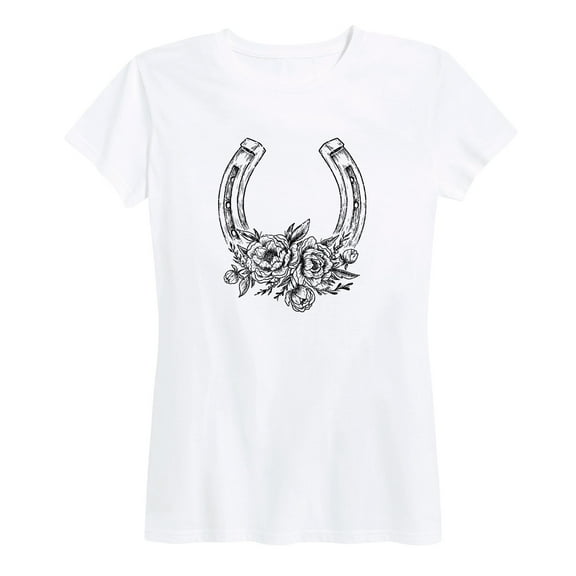 Country Casuals - Horseshoe With Flowers - Women's Short Sleeve Graphic T-Shirt