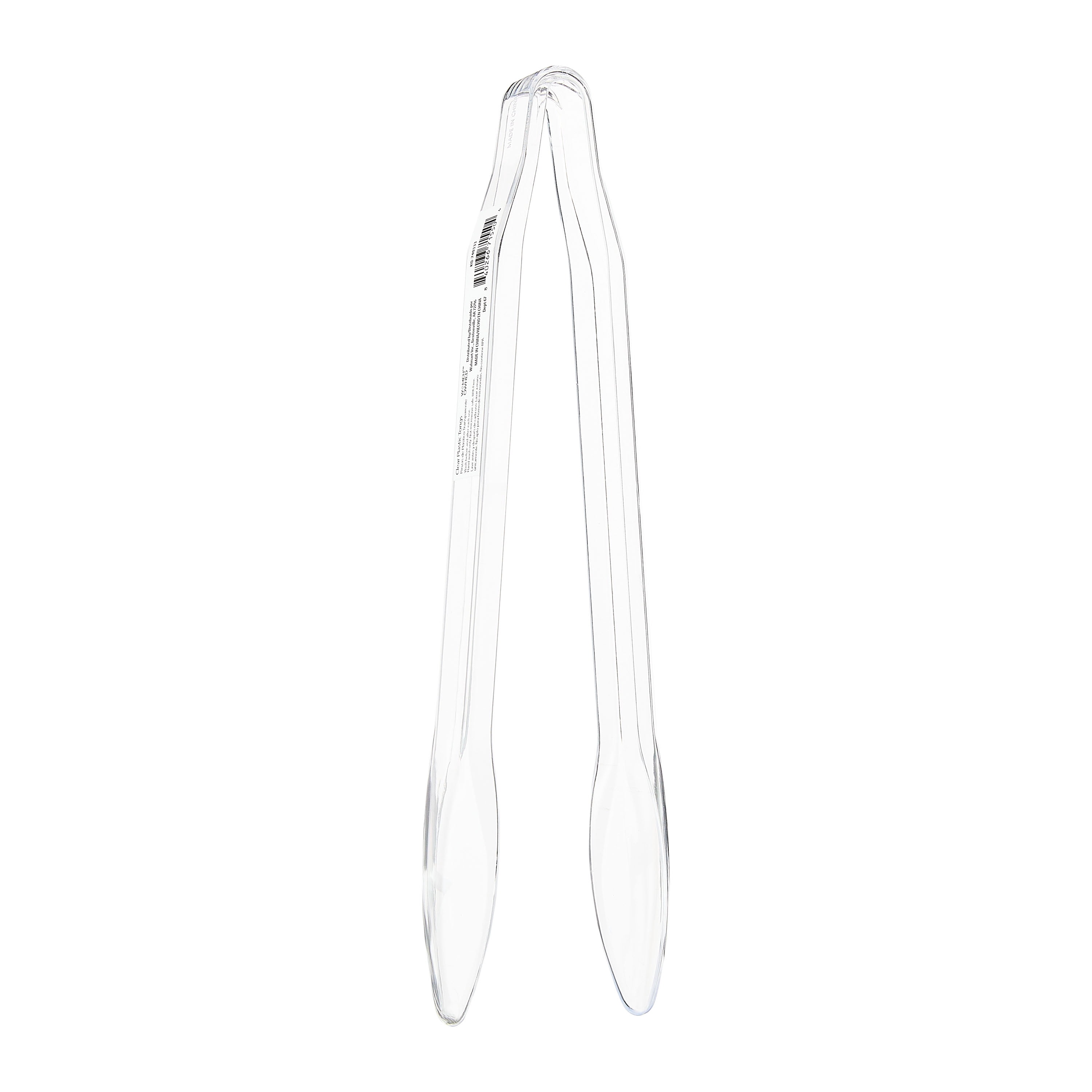 1 Count, 12 IN Clear Plastic Serving Tongs, Food Tongs, by Way To Celebrate