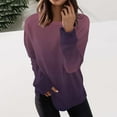 thumbnail image 2 of HomeDM Womens Crewneck Sweatshirts Casual Loose Tops Long Sleeve T Shirt Fall Winter Pullover - Dark Purple/2XL, 2 of 3