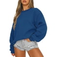 thumbnail image 1 of Jersey de baile sexy para mujer, sudadera holgada informal, camisas de manga larga con cuello redondo, camisetas lisas de Color sólido, 1 of 2