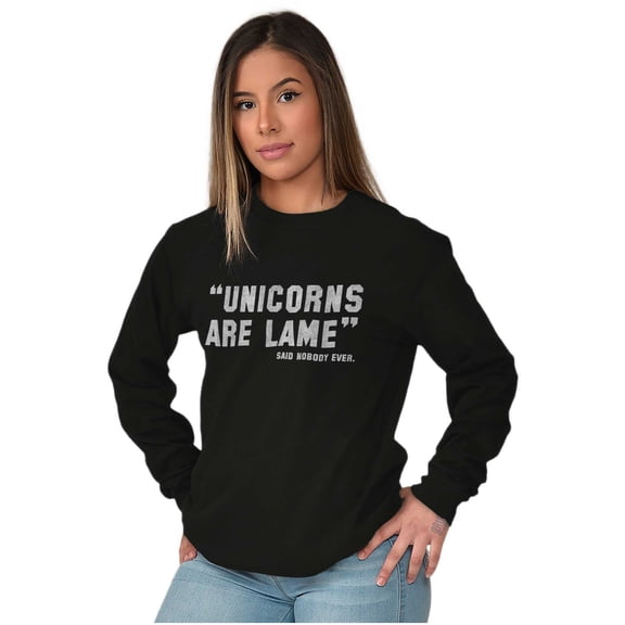 Unicorns Are Lame Said Nobody Ever Women Plus Size Long Sleeve Graphic Tee Brisco Brands 2X