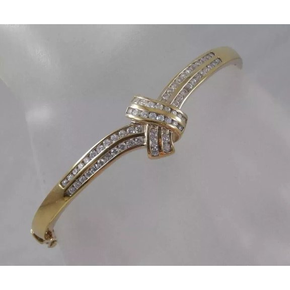 4Ct Round Cut Lab Created Diamond Women's Bangle Bracelet 14K Yellow Gold Plated