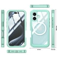 thumbnail image 2 of Dteck Clear Hard Shell Case for iPhone 16 Plus, with Built in Screen Protector, Compatible with Magsafe Accessory, Metal Frame Bumper Screen Sensitivity Full Body Protection Double Sided Cover, Green, 2 of 4