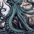 thumbnail image 5 of Creowell  Nautical Octopus Shower Curtain Funny Fun Kraken Monster Ocean Anime Pirate Sea Life Monster Cool Sailboat ShipPolyester Fabric Waterproof 69x72, 5 of 7