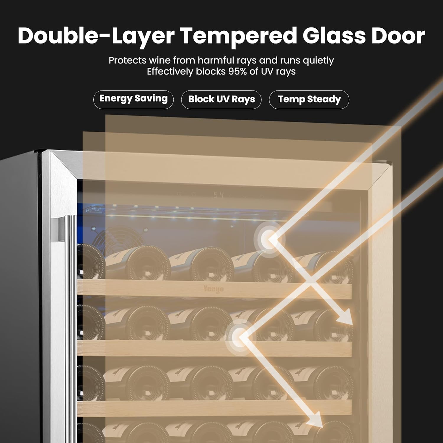 Yeego 24" Wine Refrigerator Cooler, 52 Bottle Wine Fridge Built-in or Freestanding,Under Counter Compressor Fridge with Glass Door for Home
