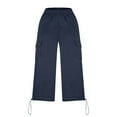 thumbnail image 4 of Boys Childrens Cargo Sweatpants Trendy Elastic Waist Casual Sports Pants Solid Color Lightweight Jogger Trousers with Pockets Navy 7 Years, 4 of 7