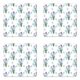 thumbnail image 1 of Floral Coaster Set of 4, Colorful Spring Time Painting of Endemic Flowers Blooming on a Plain Backdrop, Square Hardboard Gloss Coasters, Standard Size, Multicolor, by Ambesonne, 1 of 2