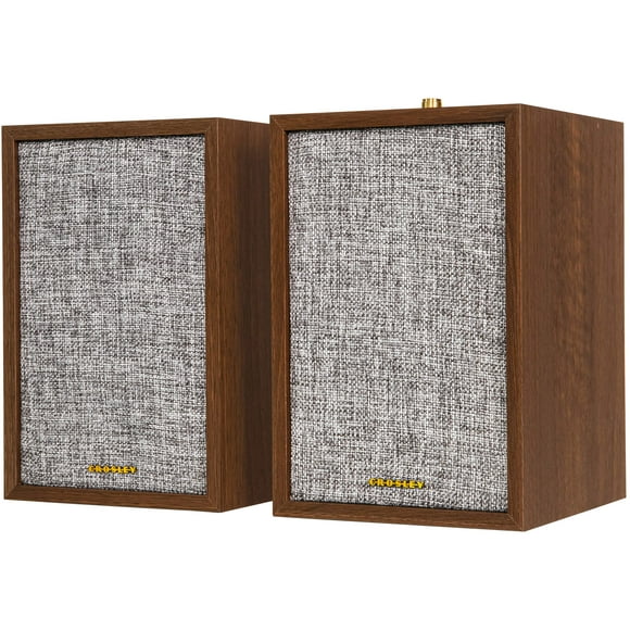 Crosley S200A-WA 4&quot; Active Powered Bluetooth Stereo Speakers with Optical, USB, and Aux Connections, Walnut
