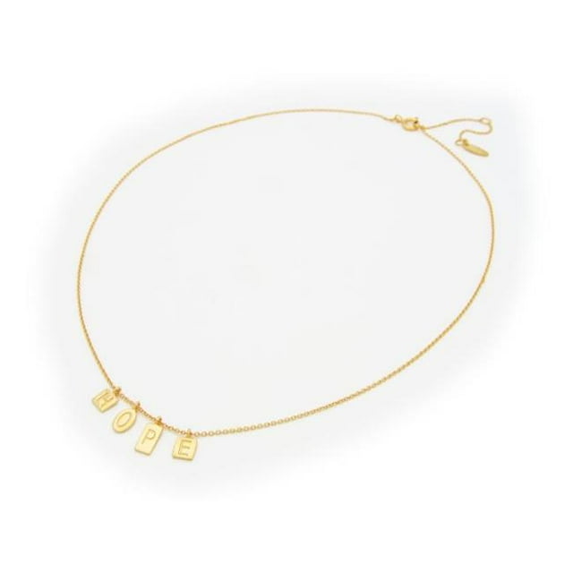 Fronay Collection Silver Gold Plated 16 Plus 2 in. Hope Square Plaques Letters Engraved Necklace