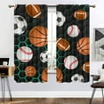 thumbnail image 3 of basketball football Blackout Curtains for Bedroom green Honeycomb Hexagon soccer baseball Thermal Insulated & Light Blocking Window Curtains for Living Room, 3 of 5
