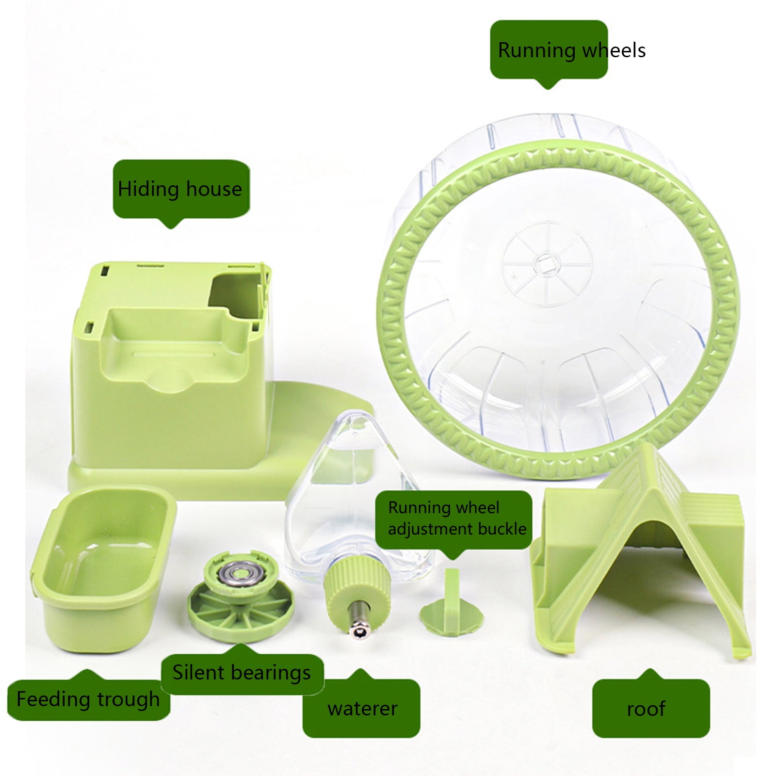Acahhotxx Silents Hamster Wheel, Silents Hamster Wheel Multifunctional Hamster Wheel Quite Running Spinner Wheel with Water and Food Solution - Light