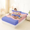 thumbnail image 4 of Manfei Cute Sleeping Kitten Twin Fitted Sheet, Cartoon Animal Bedding, Purple Pink, 2pcs, 1 Fitted Sheet and 1 Pillowcase, 4 of 6