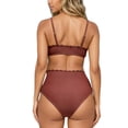thumbnail image 3 of RTKFRFLM Maternity 2-Piece Bikini Set Backless Cami Top and High Waisted Swimsuit Coffee XL, 3 of 7