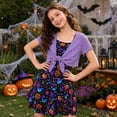 thumbnail image 2 of Aideaone Girls Dresses Halloween Adjustable Strap Sleeveless A Line Dress with Cardigan 2 Piece Set Casual Sundress for Girls 7-14T, 2 of 7
